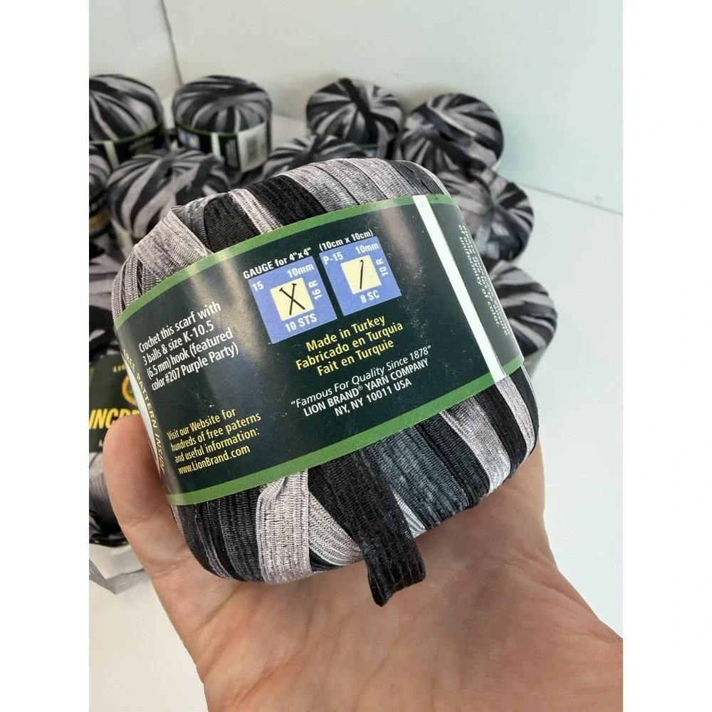 Lion Brand Yarn Incredible Ribbon Yarn Lot 14 Accent On Black Not Same Dye Lot